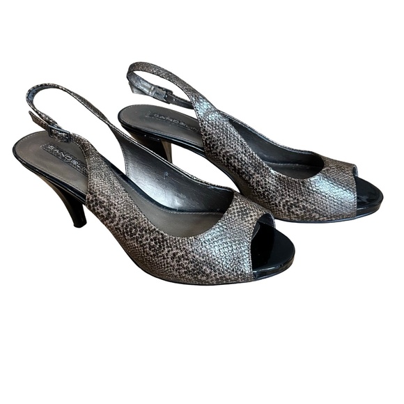 Bandolino Peep Toe Slingback 3" Heel Snakeskin / Brown-Copper Size 8 1/2 - Picture 1 of 15